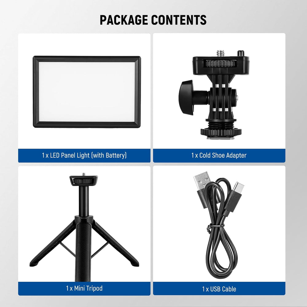 NEEWER NL-116AI 9" LED Video Light Panel, Camera Lighting with Desk Tripod