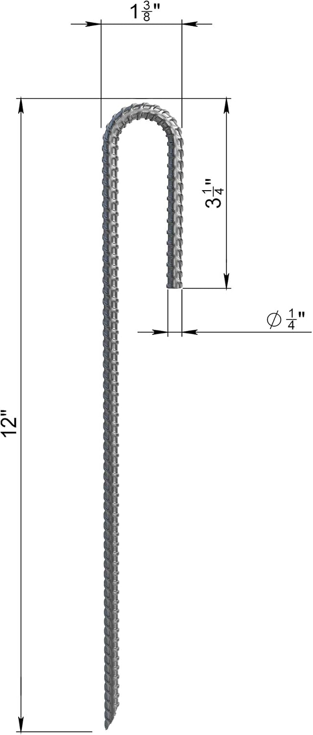 Vodaland Rebar Stakes J Hook Extra Heavy Duty 1/4 inch Coated Steel Ground An...
