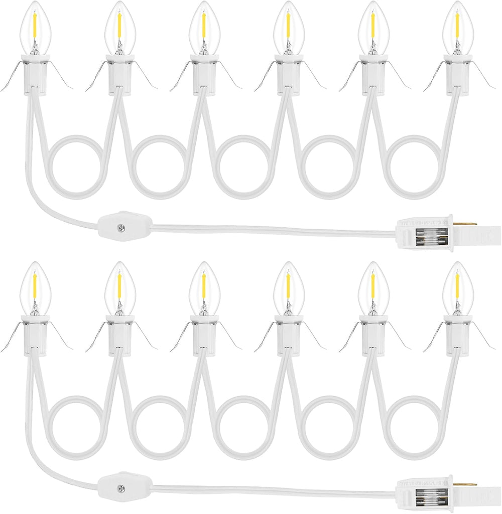 2Pack Accessory Cord with 12 LED Light Bulbs Christmas Village String Light 1...