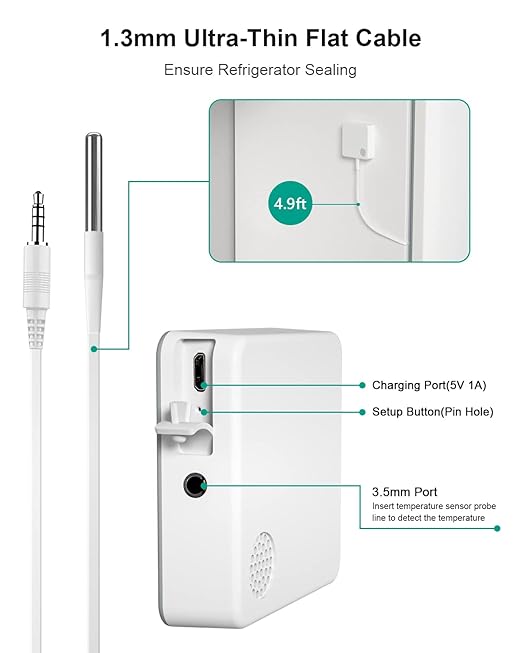 WiFi Thermometer Freezer Alarm, Email Alert, App Notification, Data Record