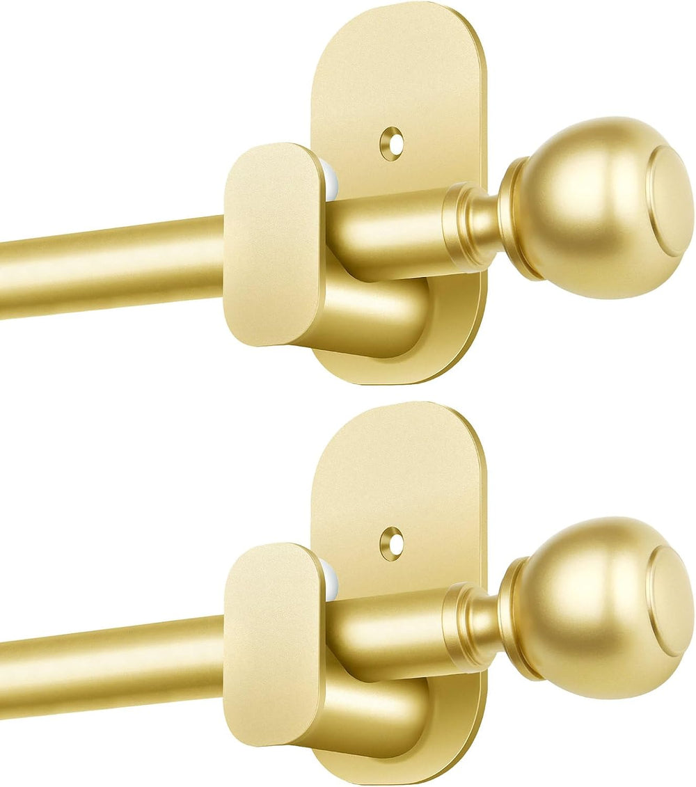 USFOOK Gold No Drill Curtain Rods for Windows 48 to 84, 2 Pack