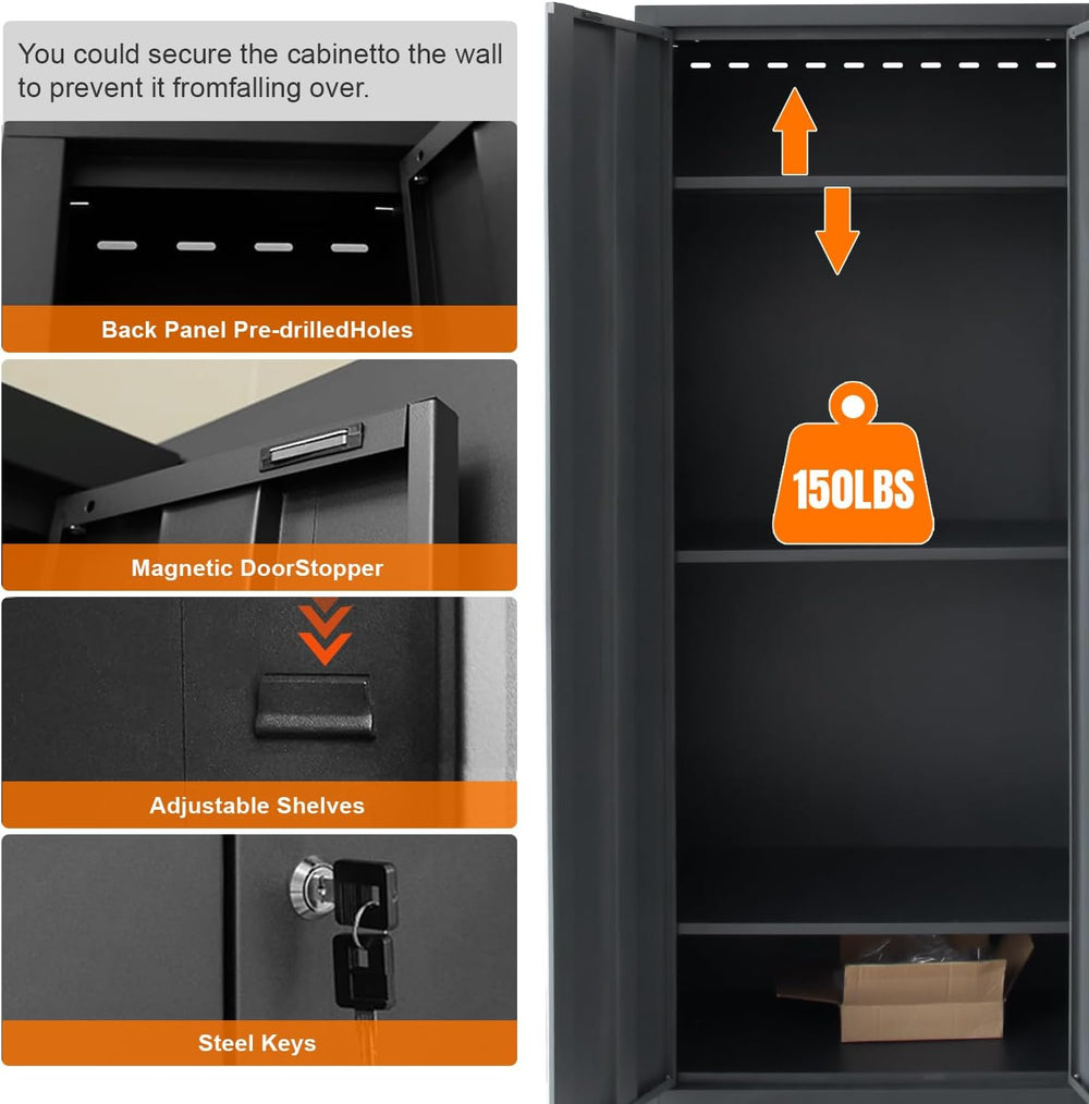 Garage Storage Cabinet System 12-Pcs Workshop Set, Black