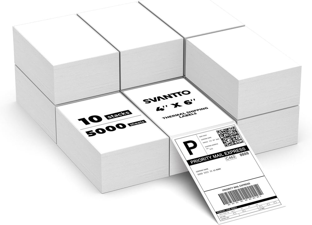 4x6 Thermal Labels, 5000Pcs/10 Stacks, White Shipping Labels
