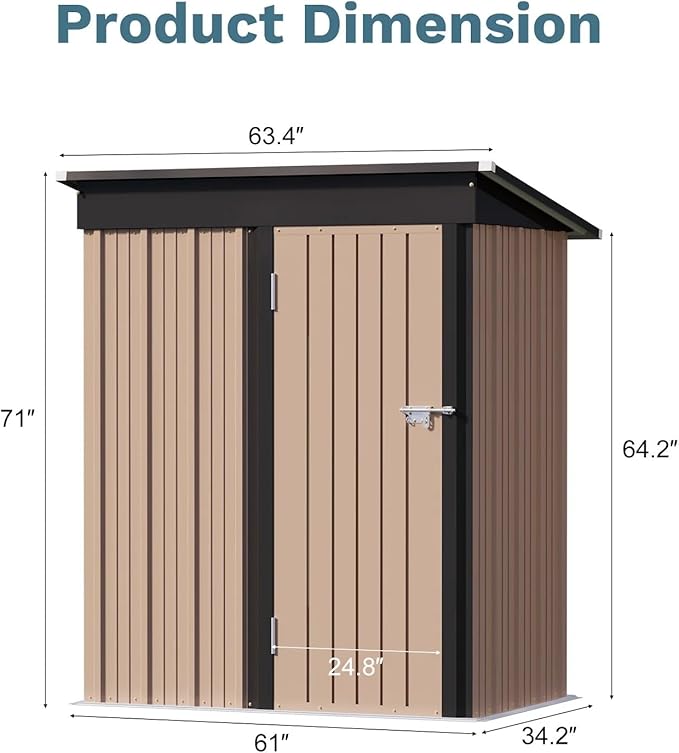 Greesum 5×3FT Outdoor Storage Shed, Metal Patio Storaged Sheds