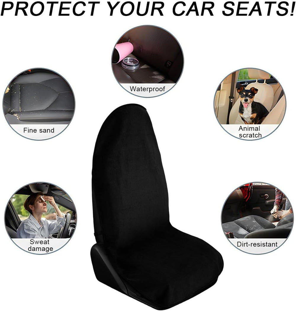 DXNQ 2PCS Car Towel Seat Cover, Waterproof Sweating Non-Slip Premium Soft Tow...