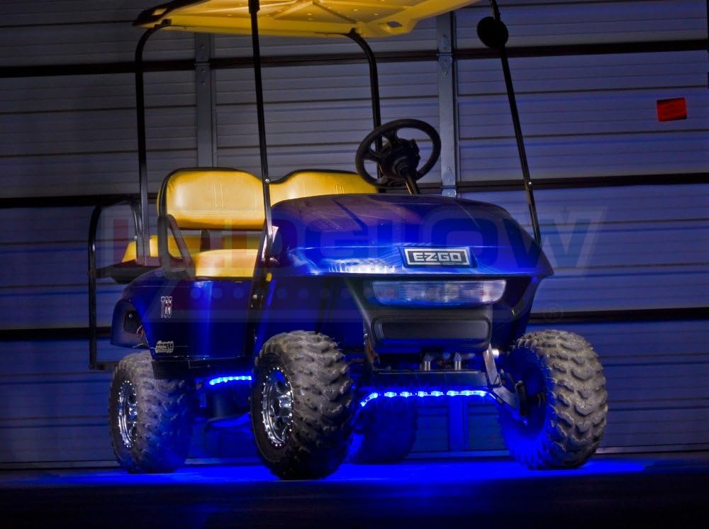 LEDGlow 4pc Blue LED Golf Cart Underbody Underglow Accent Neon Light Kit for ...