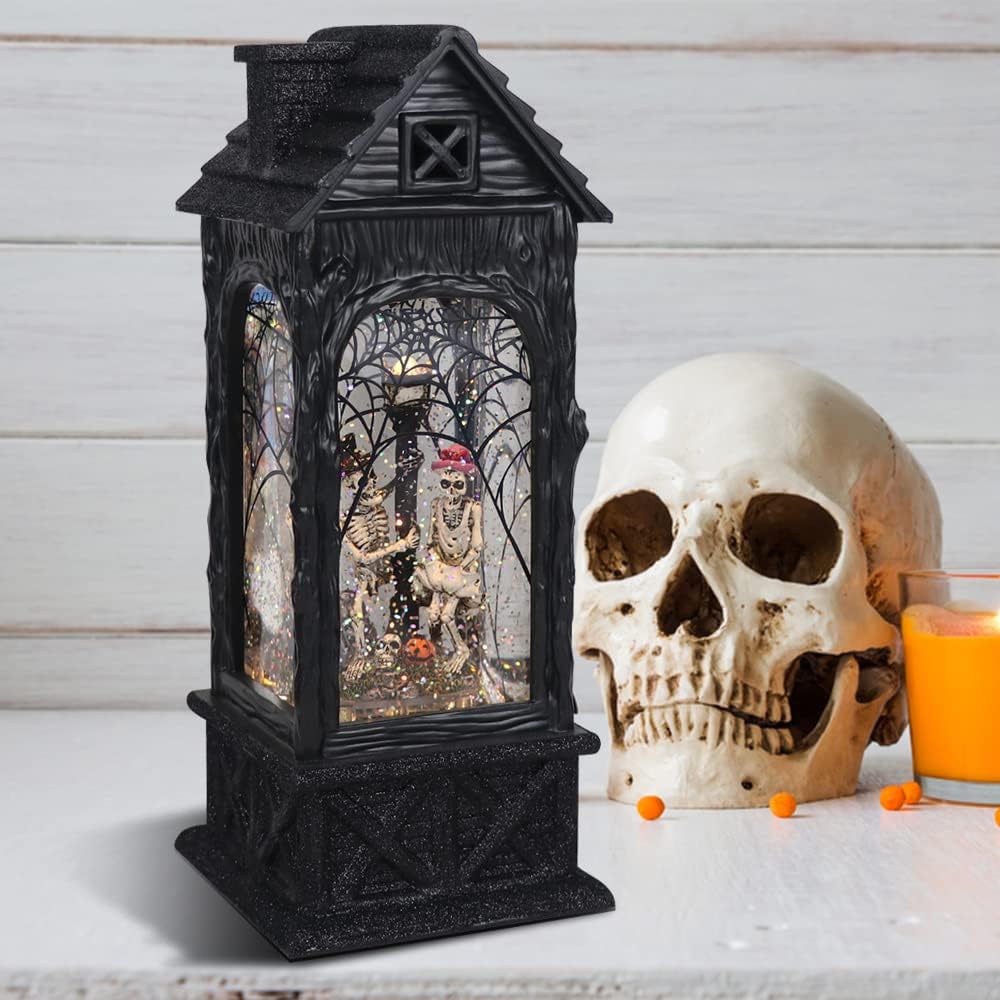 Eldnacele Halloween Ghost Projection Snow Globe Lantern with 6-Hour Timer, Li...