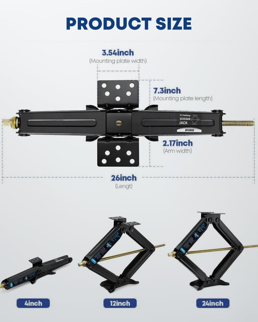 Kohree 7500lbs RV Stabilizer Leveling Scissor Jacks 24" for Travel Trail...