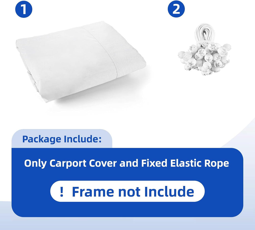 10x20FT Heavy Duty Carport Canopy Replacement Cover