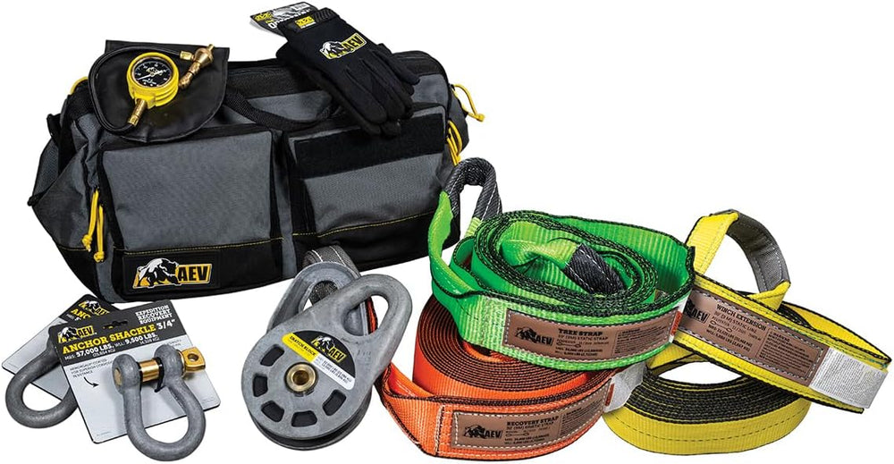 AEV Mid-Size Trail Recovery Kit for Off-Road Vehicles Includes Snatch Block +...