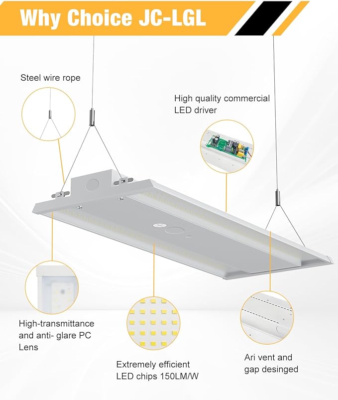 LED Linear High Bay Light, 210W LED High Bay Shop Lights Fixture, Compatible