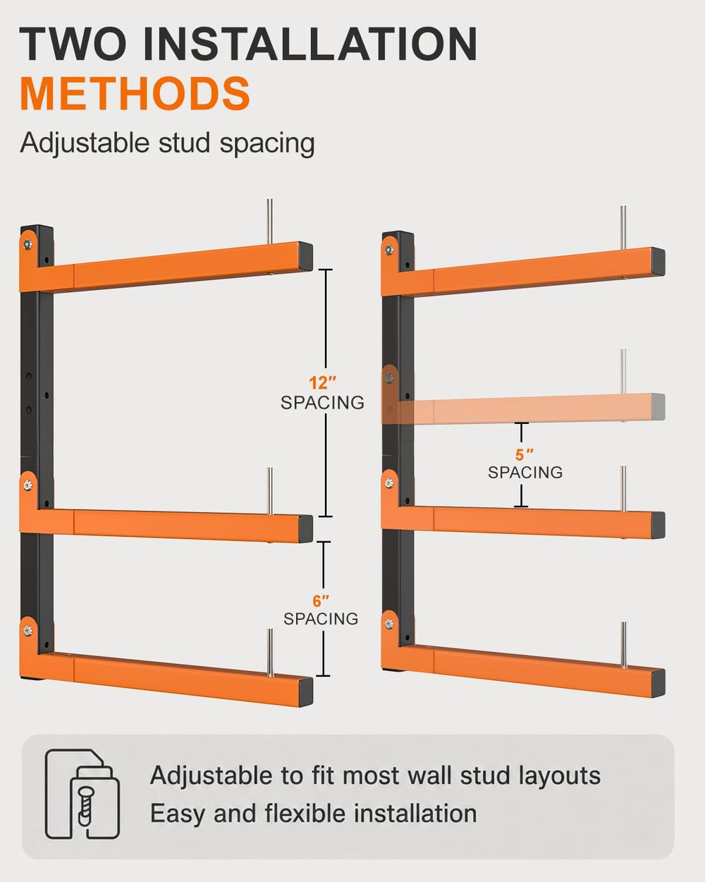 Lumber Storage Rack, Heavy Duty 6 Pack Wall-Mounted Lumber Rack, 1080 lb