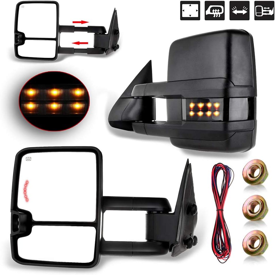 A Pair Heated Towing Mirrors Fits 1999-2002 for Chevy Silverado for GMC Sierr...