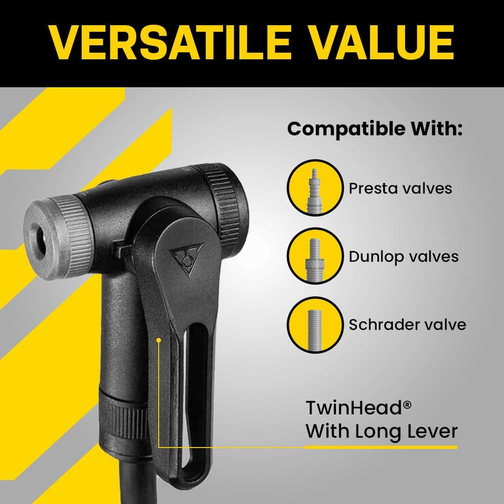 Topeak JoeBlow Sport III Bike Floor Pump, 160 psi, 3-in Gauge, TwinHead