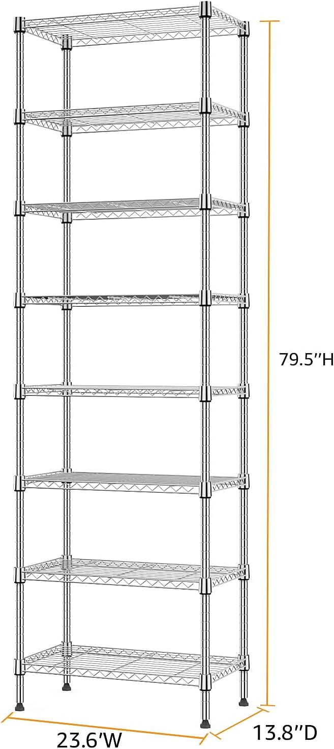 8 Tier 2000 lbs Storage Rack Metal Wire Shelving Unit, Storage Standing Shelf