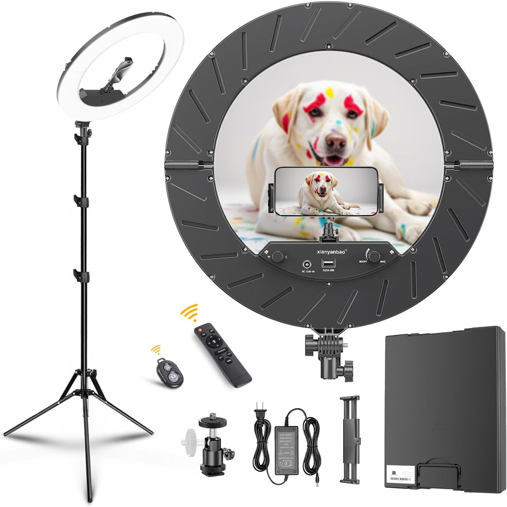 18 Inch Ring Light Kit, 55W6700k Dimmable LED Light, Tripod Stand, Remote Con...