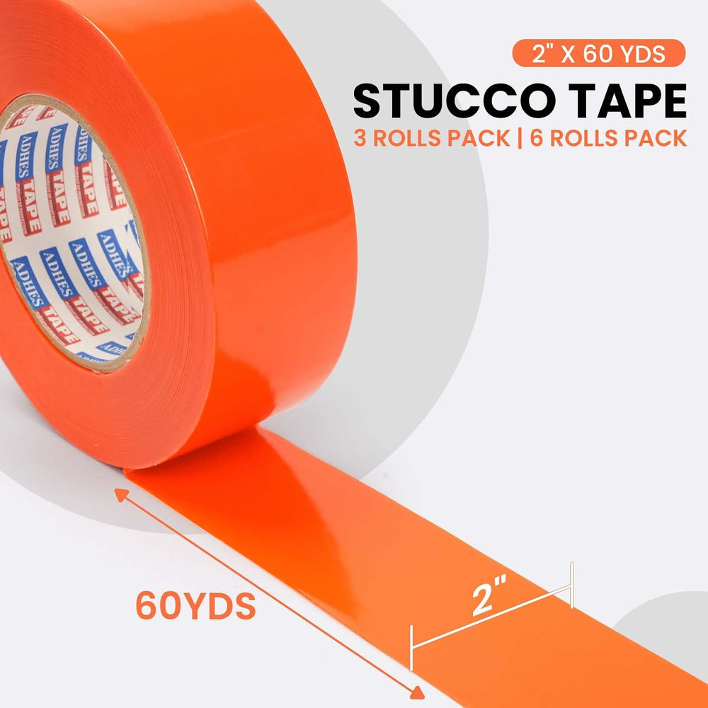 ADHES Stucco Tape, 2 Inch x 60 Yards x 6 Rolls