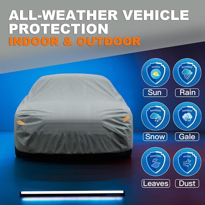 Kayme Heavy Duty Car Cover Waterproof All Weather, Full Exterior Covers Sun