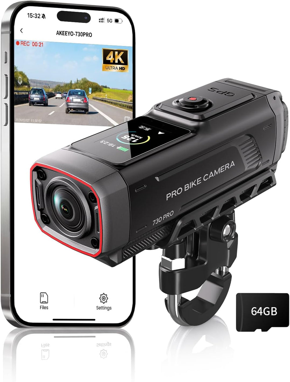 AKEEYO 730Pro 4K Motorcycle & Bike Dash Cam, IMX678 Night Vision, 146° Wi...