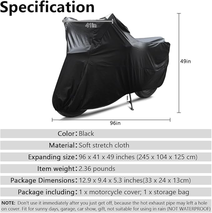Motorcycle Cover Soft Stretch Waterproof Motor Cover Dustproof Durable