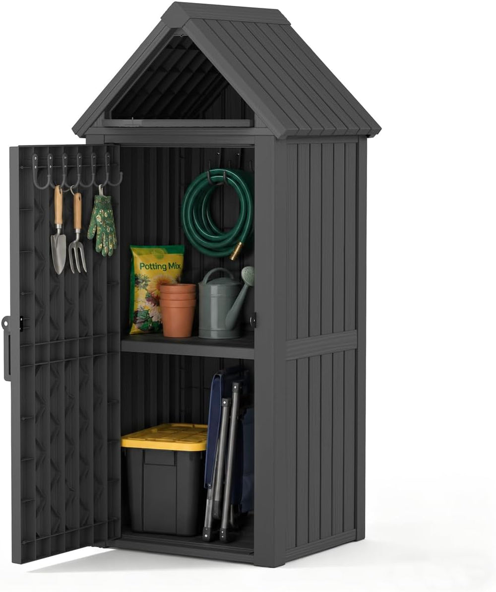Outdoor Storage Shed, Waterproof Storage Cabinet with Ample Space, Sturdy Res...