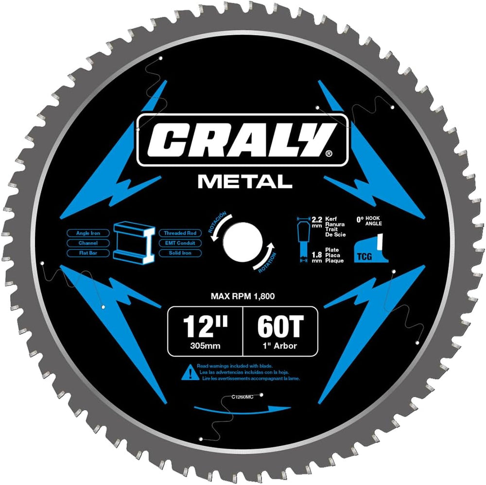 CRALY 12 Inch 60 Teeth Steel and Ferrous Metal Cutting Circular Saw Blade