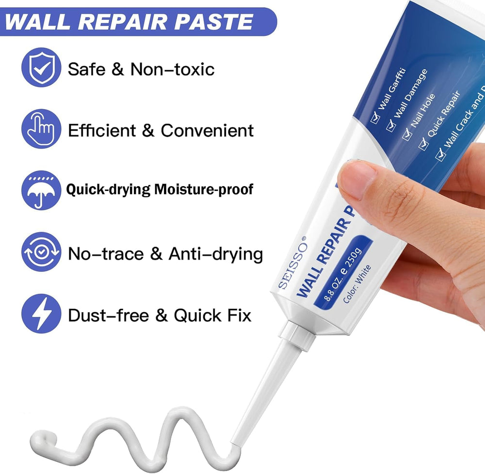 Wall Repair Paste Kit, 2x250g Wall Mending Agent with Wall Repair Patch*4 and...