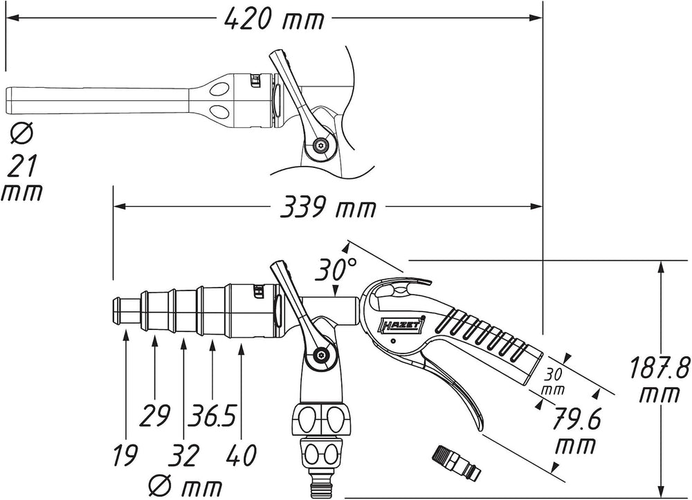 HAZET Washing Gun Set 9048P-2/3 I Cooling System Rinse I Temperature Range -1...