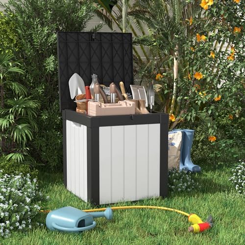 PatioZen 50 Gallon Resin Deck Box, Lockable Patio Outdoor Storage Box for Fur...