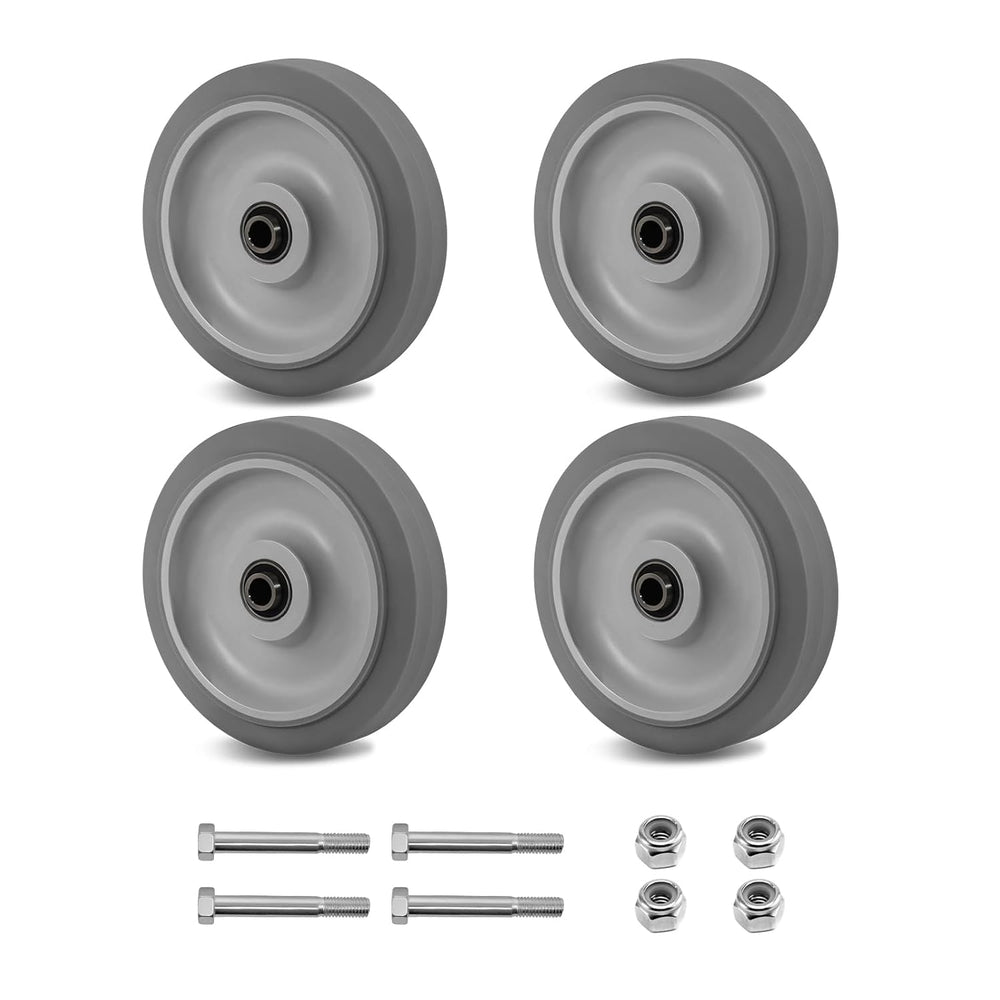 5 Inch Thermoplastic Rubber Caster Wheels (Set of 4) – Heavy Duty, Precision ...