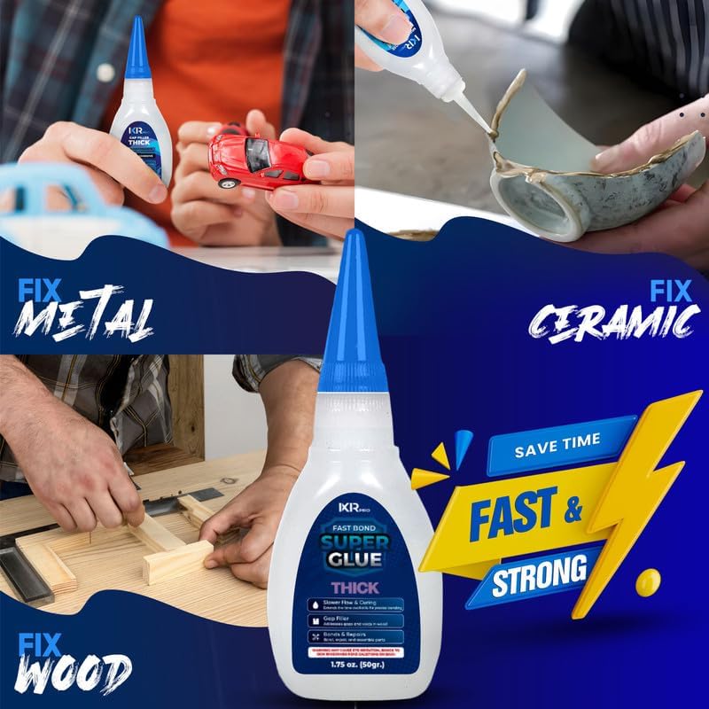 Thick CA Glue, Super Glue, Adhesive, 6 Pcs 1.75oz Repair kit