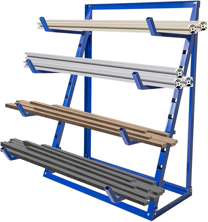 4 Tier Steel Horizontal Storage Rack, Heavy Duty Free Standing Bar Storage