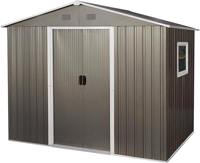 6x8 FT Outdoor Storage Shed, Metal Garden Shed