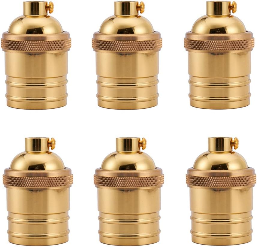 6 Pack Screw Thread Keyless Brass Light Socket - Polished Solid Brass Finish ...