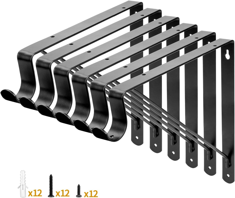 Yarssihha 6 Pack Closet Rod Bracket, 12 x 10.4 Inch Wall Mounted Closet Shelf...