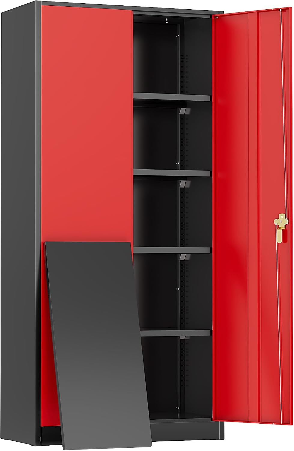 Metal Storage Cabinet, 72" Steel Garage Cabinet with Doors and Adjustabl...