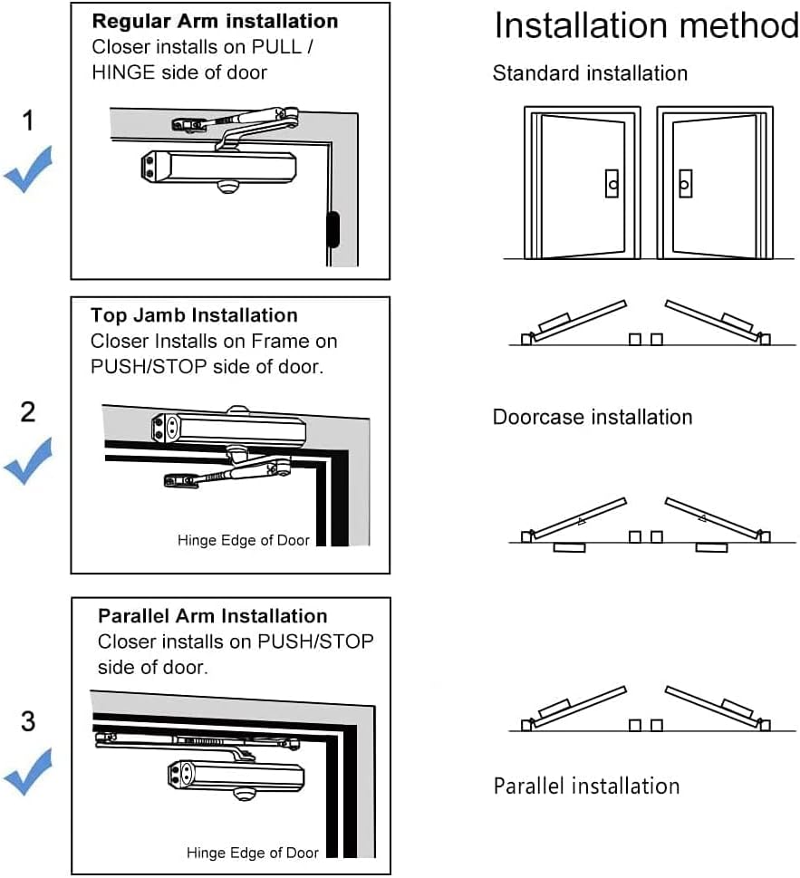 Marie Automatic Door Closer,Size 3 Adjustable Closing Speed Door Closer for 8...