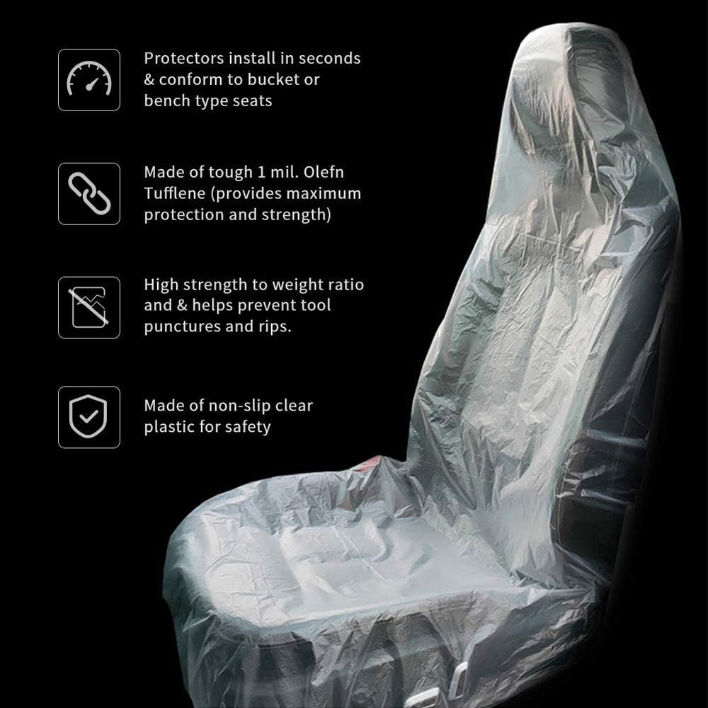 ICWEIMEI 100PCS Disposable Car Seat Covers Plastic Seat Covers for Cars Unive...