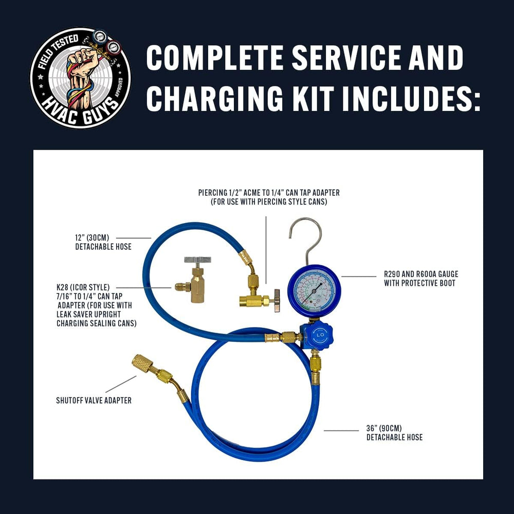 Leak Saver Complete R290 and R600A Charging Manifold Hose and Gauge Set with ...