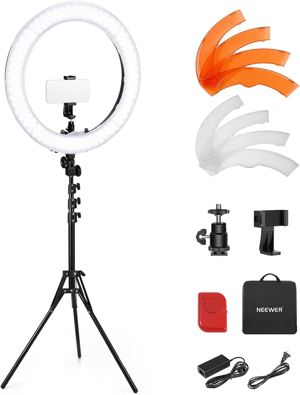 NEEWER 55W 18"/45cm Ring Light Kit [New Version], with Tripod Stand, RL-18
