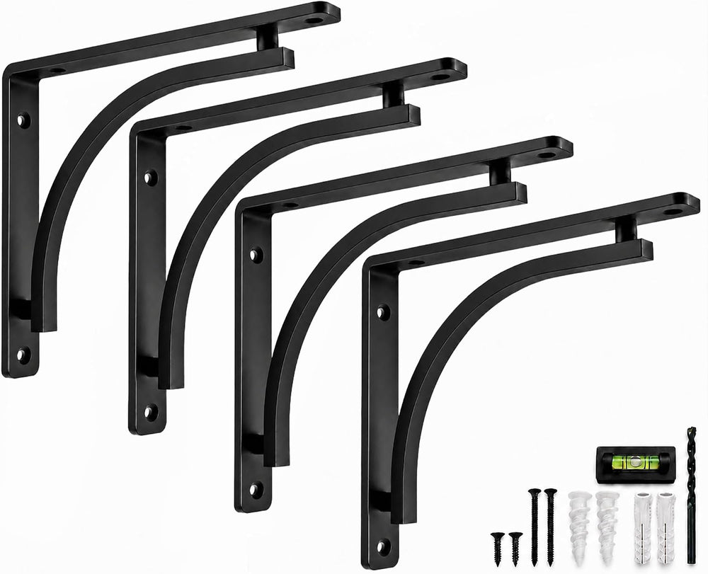 Classic Black Heavy Duty Shelf Brackets 8 inch by Balin Designs – L Bracket, ...