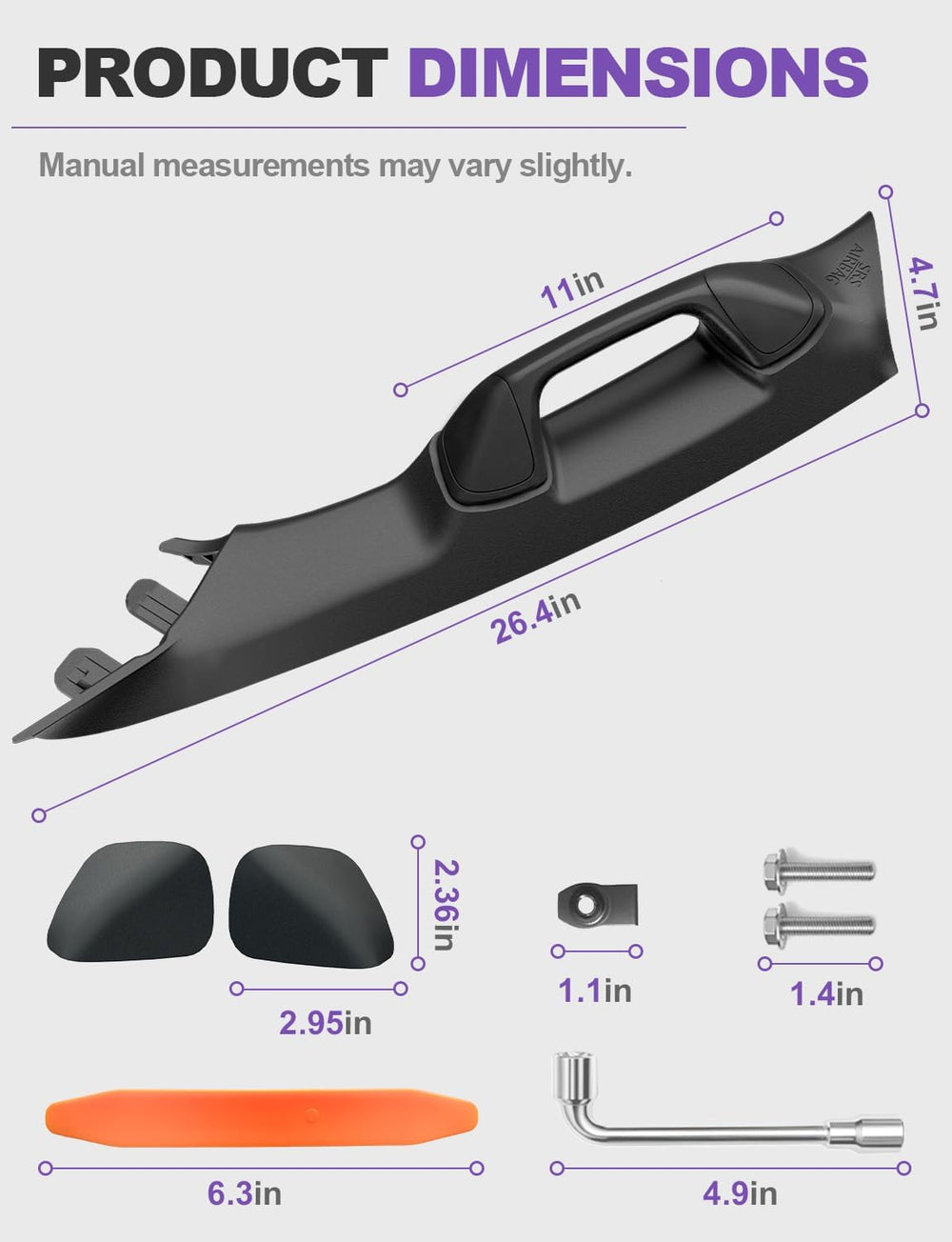 Driver Side A-Pillar Grab Handle for Toyota Tacoma 3rd Gen 2016-2023, OEM-Sty...