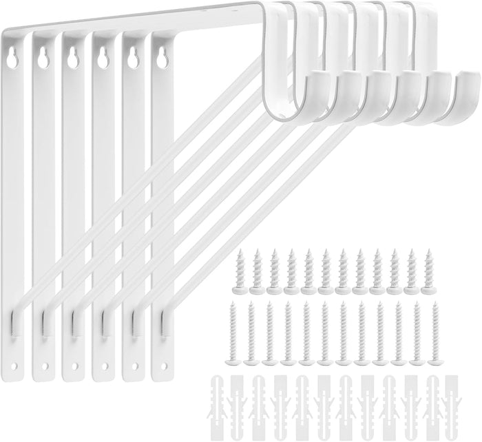 6 PCS Heavy Duty Closet Rod Bracket,11''x11'' Closet Shelf Brackets