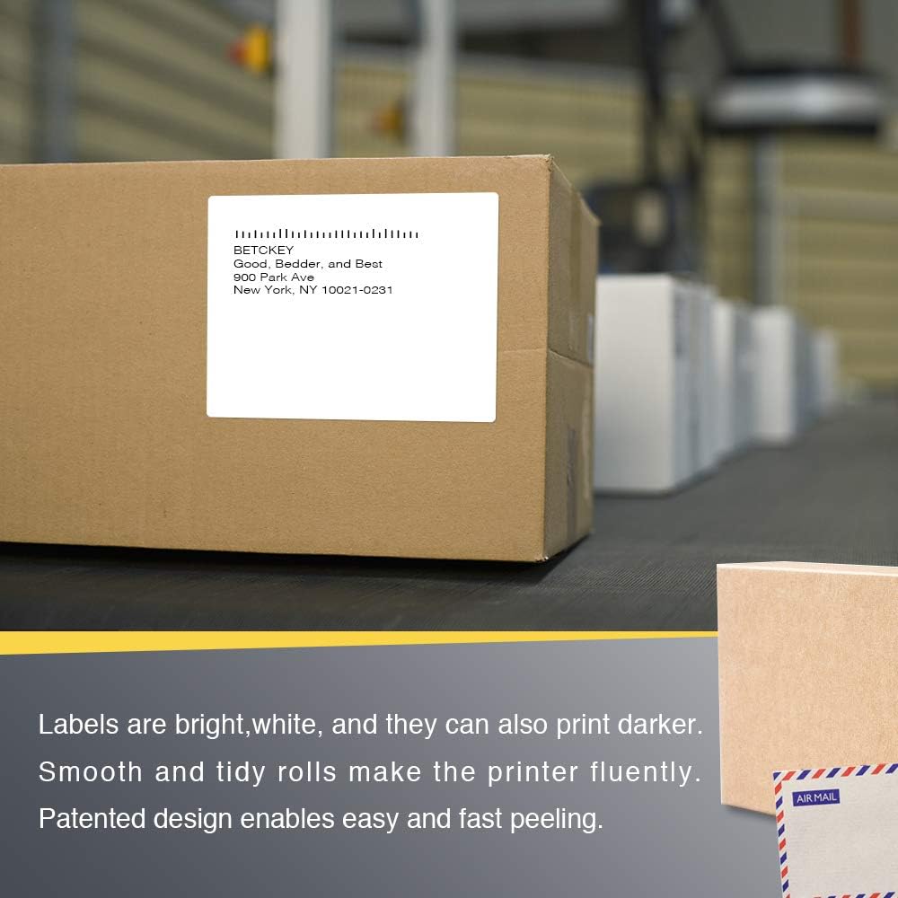 BETCKEY - 4" x 5" (102 mm x 127 mm) Thermal Labels, [10 Roll/3500 L...