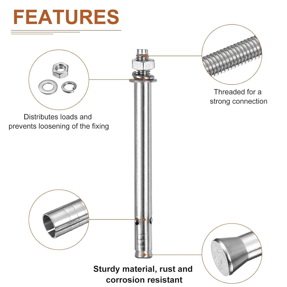 DTGN M8x120 Hex Expansion Bolts 304 Stainless Steel for Concrete 30Pcs