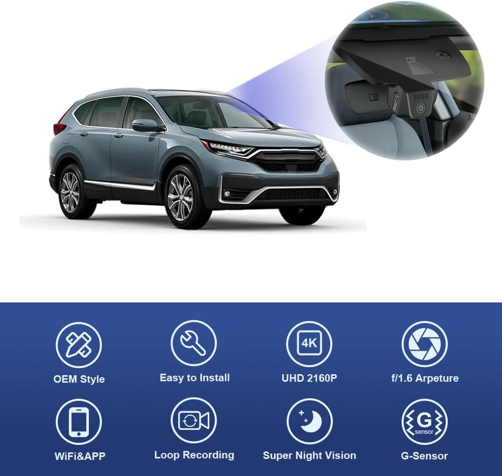 Fitcamx 4K Dash Cam Suitable for Honda CR-V 2017-2022 LX EX Touring EX-L Spec...