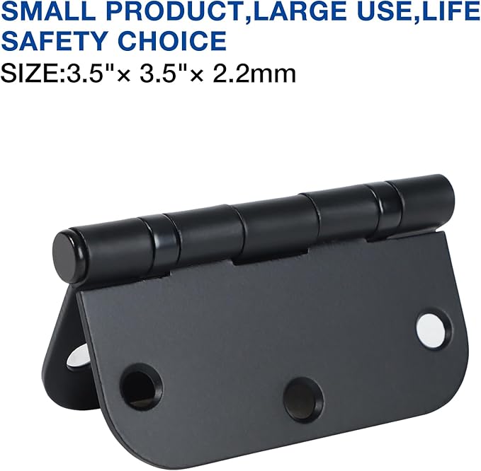 36 Pack Ball Bearing Matte Black Door Hinges 3.5 Inch 5/8" Radius Round ...