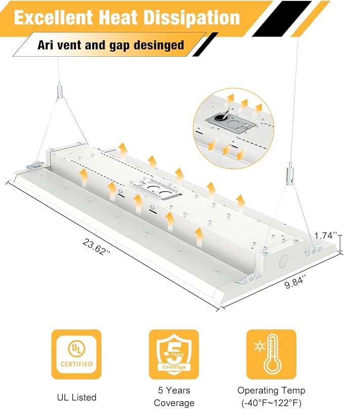 LED Linear High Bay Light, 210W High Bay Shop Lights Fixture, Compatible