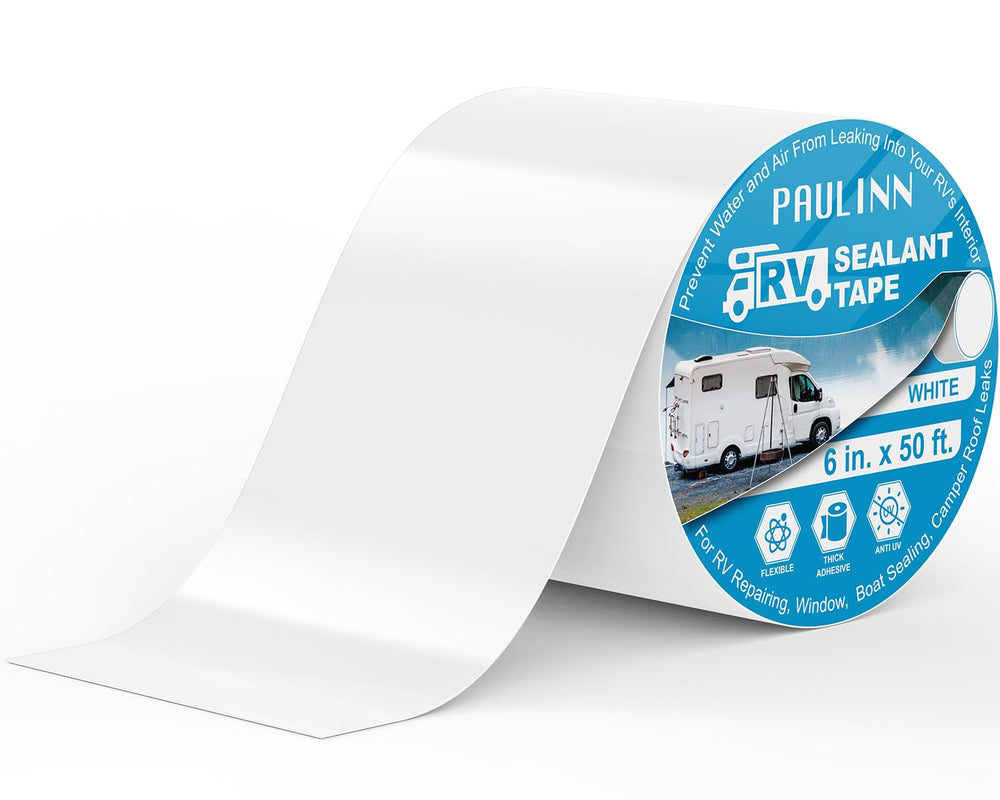 PAULINN RV Roof Sealant Tape, 6 Inch X 50 Foot Natural White Roofing Repair T...