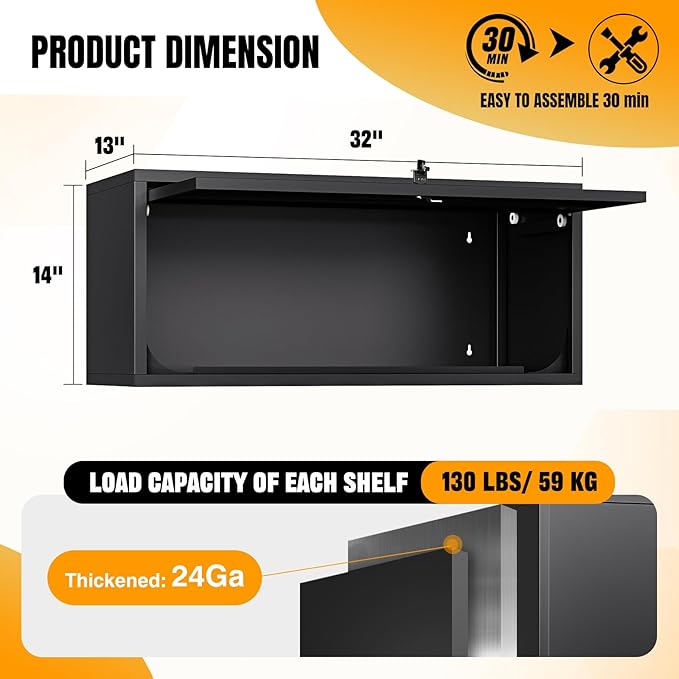 Small Wall-Mounted Locking Cabinet Metal Garage Storage Cabinet Hanging